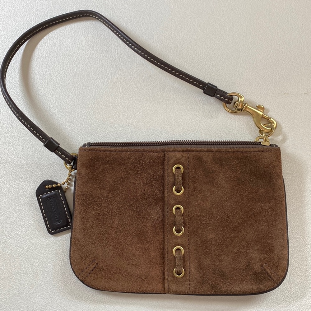 ⭐️COACH Brown Suede Wristlet LIKE NEW